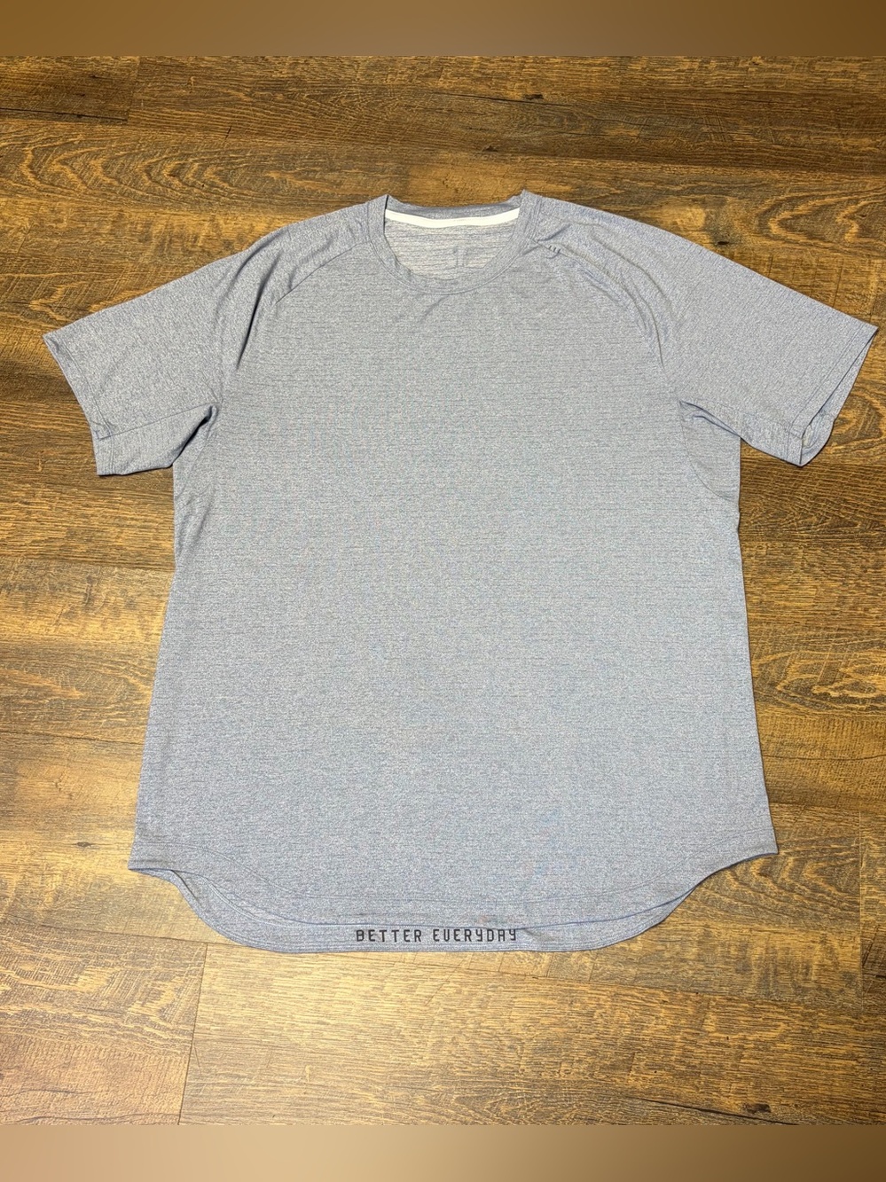 Lululemon Drysense Training Short Sleeve Shirt Heathered Chambray Blue Gray XL